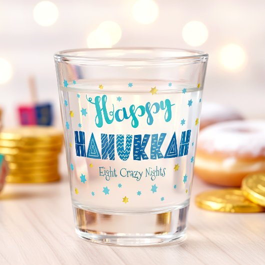 Verre A Shot Happy Hanoukka Bold Funny Typographie Star de Davi
