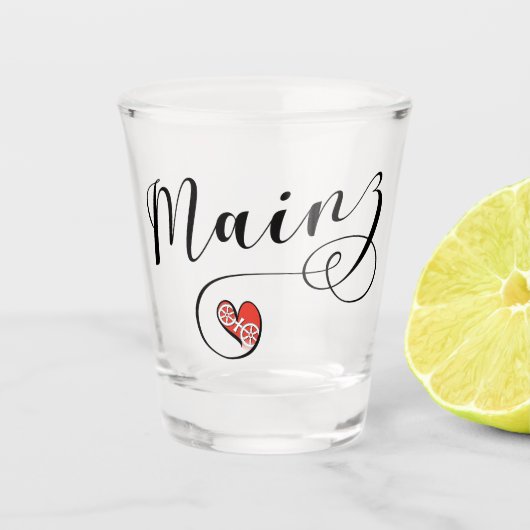 Verre A Shot Heart Mainz Drapeau, I Love Mainz, Meenz (Devant)