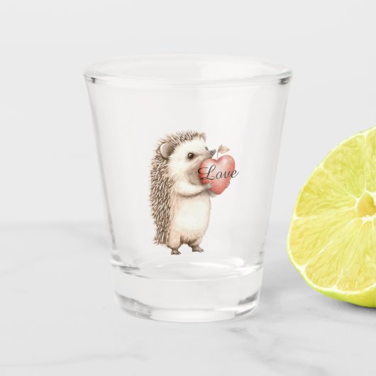 Verre A Shot Hérisson avec amour du cœur (Devant)