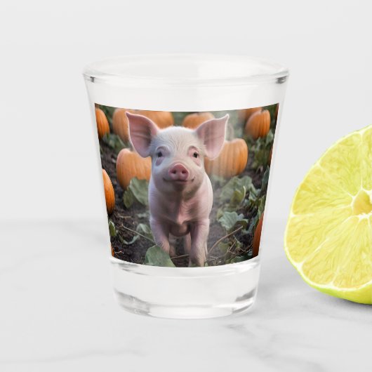 Verre A Shot Heureux Comme Un Cochon Bébé Dans Un Patch Citroui (Devant)