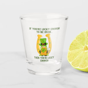 Verre A Shot Heureux d'être le fer à cheval irlandais Gnome