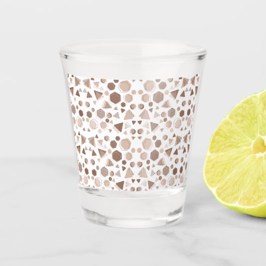 Verre A Shot Hexagon & Triangle rose & Brown sur Motif blanc (Devant)