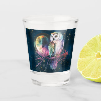 Verre A Shot Hibou Arc-en-Ciel Mystique et Verre à Shot de Lune