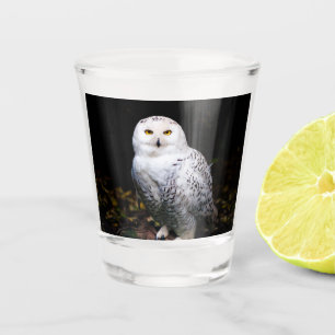 Verre A Shot Hibou des neiges majestueux d'hiver
