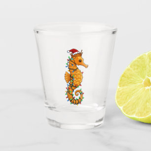 Verre A Shot Hippocampe Festif Portant un Chapeau de Père Noël