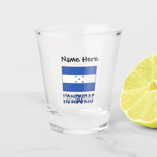 Verre A Shot Honduras et Drapeau Hondurien avec votre nom Shot  (Devant)