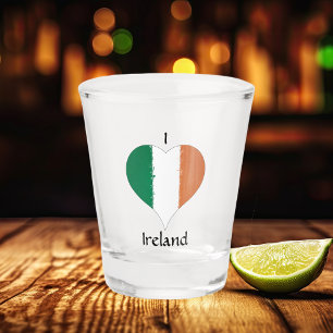 Verre A Shot I Heart Ireland Tricolor Drapeau irlandais