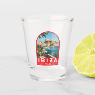 Verre A Shot Ibiza Espagne Illustration Voyage Art Vintage