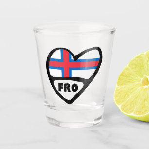 Verre A Shot Îles Féroé Code de pays Coeur du drapeau, FRO