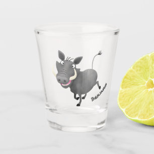 Verre A Shot Illustration amusante d'un cochon de phacochère af