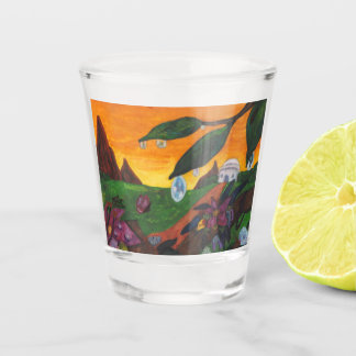 Verre A Shot Illustration aquarelle Papillon Imaginaire Monde