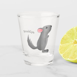 Verre A Shot Illustration de chinchilla gris mignon