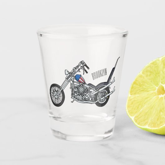 Verre A Shot Illustration de Chopper Motorcycle 1950 (Devant)