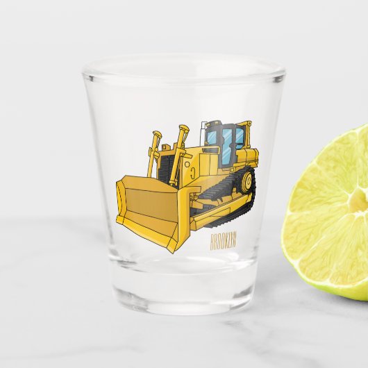 Verre A Shot Illustration de dessin animé Bulldozer (Devant)