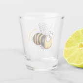 Verre A Shot Illustration de dessin animé d'abeilles joyeux (Dos)