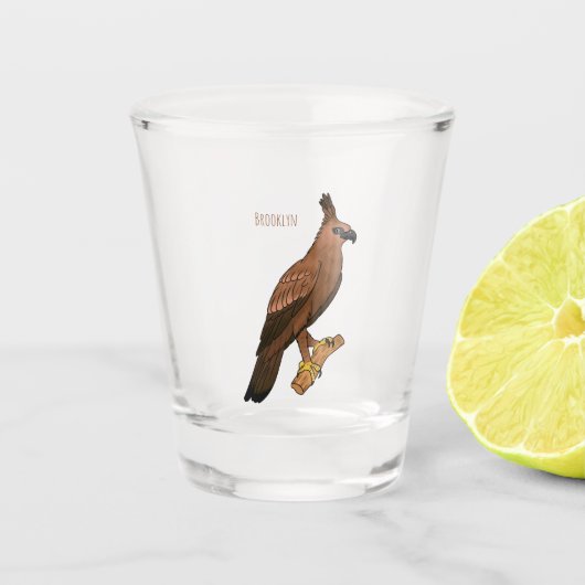 Verre A Shot illustration de dessin animé d'aigle de Java (Devant)