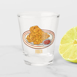Verre A Shot Illustration de dessin animé sur le poulet frit