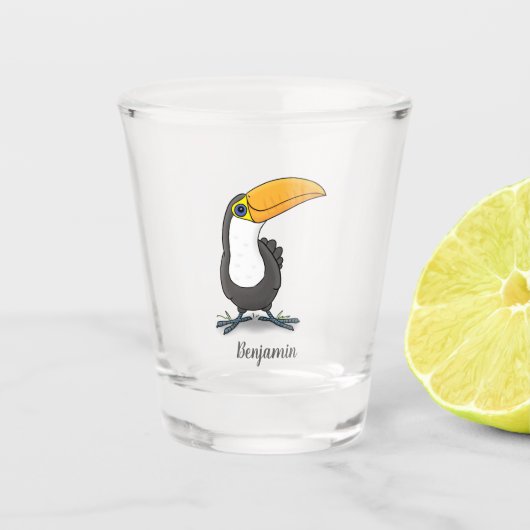 Verre A Shot Illustration de dessin humoristique du toucan joye (Devant)