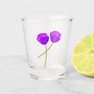 Verre A Shot Illustration de deux fleurs de pavot violet Lilac