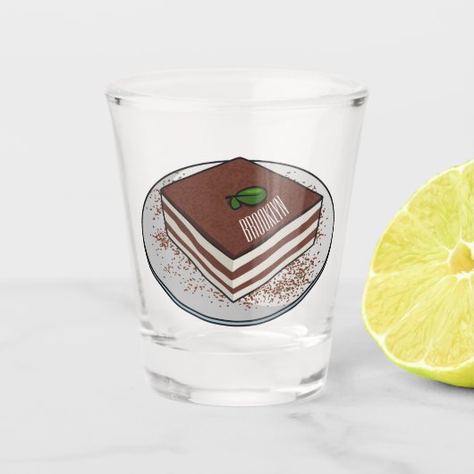 Verre A Shot Illustration de gâteau de Tiramisu (Devant)