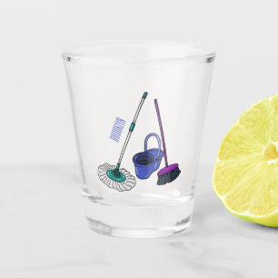 Verre A Shot Illustration de la bande dessinée Broom & mop