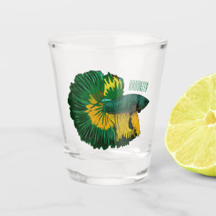 Verre A Shot Illustration de la caricature de poisson de combat