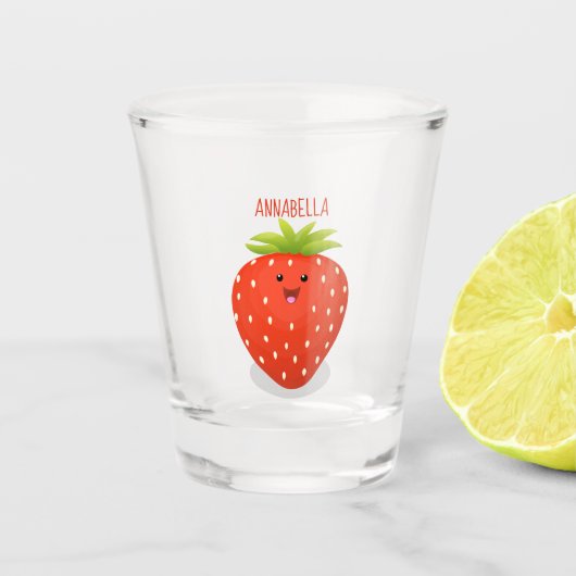 Verre A Shot Illustration de la fraise Cute kawaii (Devant)