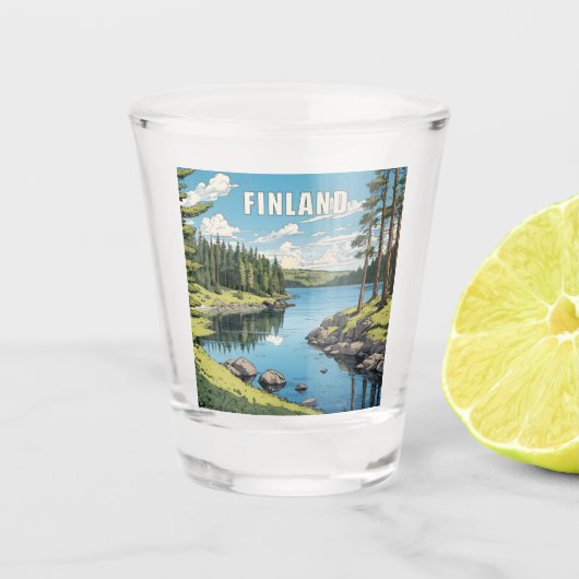 Verre A Shot Illustration de la nature finlandaise (Devant)