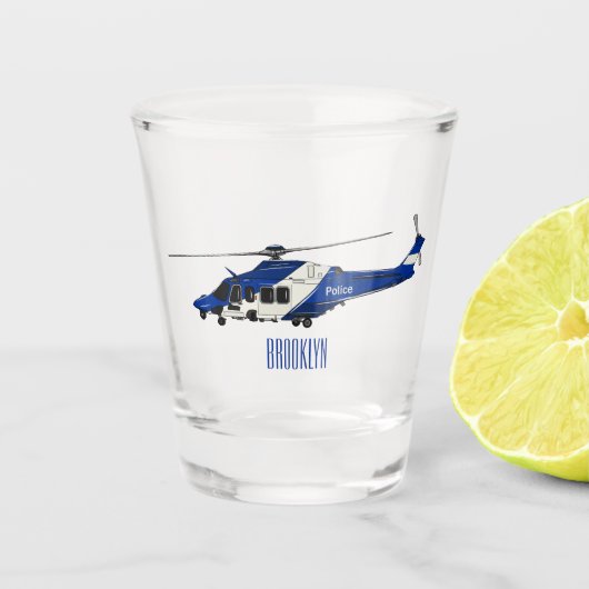 Verre A Shot Illustration de l'hélicoptère de police (Devant)
