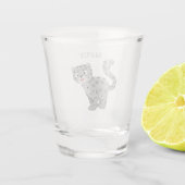 Verre A Shot Illustration de mignon léopard des neiges (Dos)