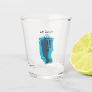Verre A Shot Illustration de mignons baleines et voiliers