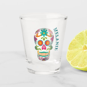 Verre A Shot Illustration des crânes de sucre personnalisées