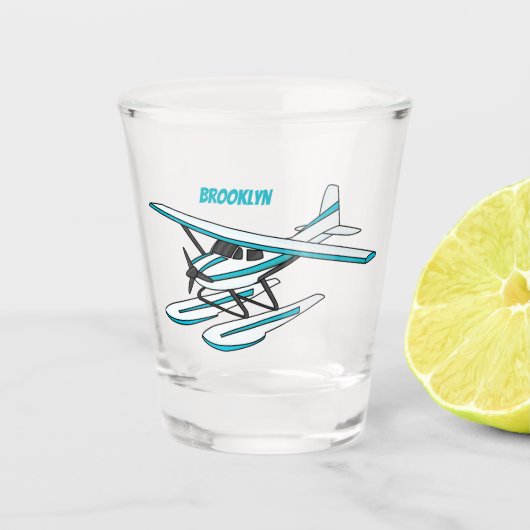 Verre A Shot Illustration d'hydravion bleu blanc (Devant)