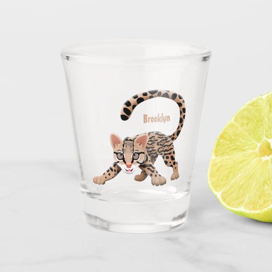 Verre A Shot Illustration d'ocelot mignon (Devant)