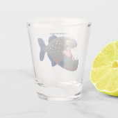 Verre A Shot Illustration drôle de piranha affamée (Dos)