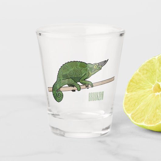 Verre A Shot Illustration du caméléon de Jackson (Devant)