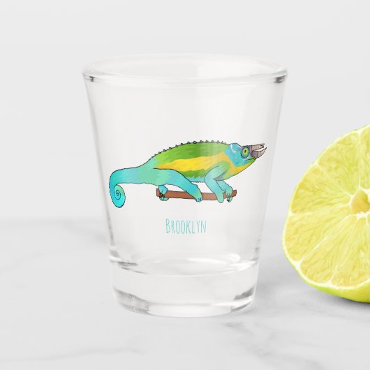 Verre A Shot Illustration du caméléon de Jackson (Devant)