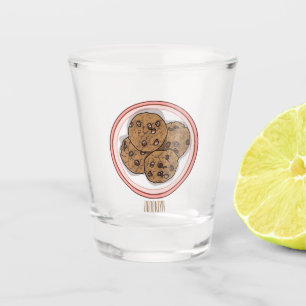 Verre A Shot Illustration du cookie de puce à chocolat
