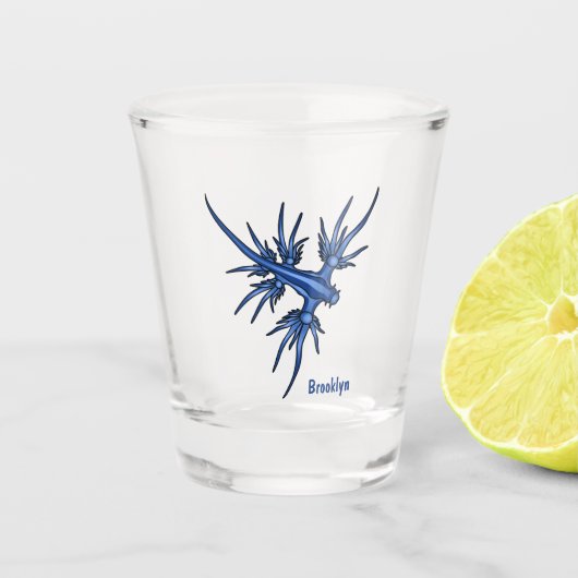 Verre A Shot Illustration du dragon bleu des limaces de mer (Devant)