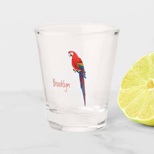Verre A Shot Illustration du perroquet de macaw Scarlet (Devant)