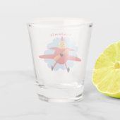 Verre A Shot Illustration d'un avion rouge volant mignon (Dos)