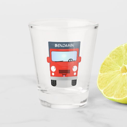 Verre A Shot Illustration d'un camion kawaii rouge mou (Devant)