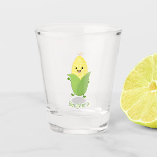 Verre A Shot Illustration d'une caricature de maïs joyeux