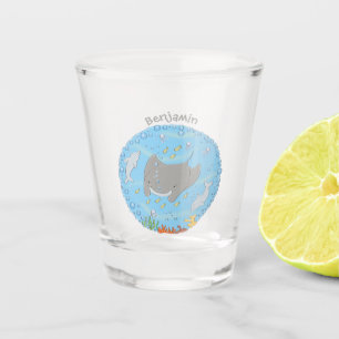 Verre A Shot Illustration d'une mignonne raie manta et de bulle