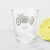 Verre A Shot Illustration d'une moto de croiseur militaire (Dos)