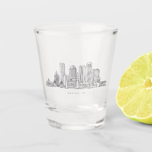 Verre A Shot Illustration minimaliste de l'horizon de Boston