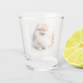 Verre A Shot Image d'aquarelle mignonne Pomeranian (Dos)