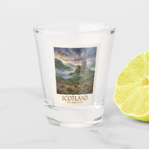 Verre A Shot Image de voyage vintage des Highlands écossais