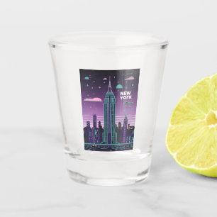 Verre A Shot Immeuble d'état de l'Empire Vaporwave Lo-Fi des an