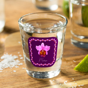 Verre A Shot Imprimez Personnalisé Cattleya Orchid Motif